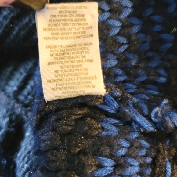 Free People Cable Knit Wool Blend Short Sleeve Sweater | Small | Gray & Blue - Picture 14 of 14